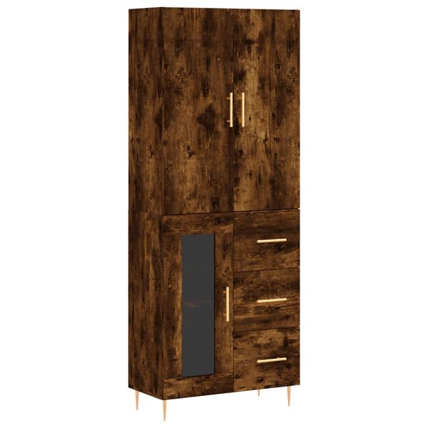 vidaXL Highboard r&oslash;kt eik 69,5x34x180 cm konstruert tre