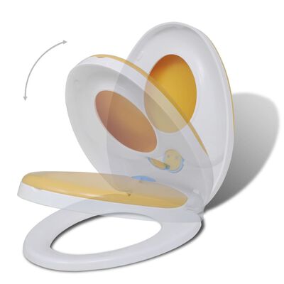 vidaXL Toalettseter med myk lukkefunksjon 2 stk plast hvit og gul