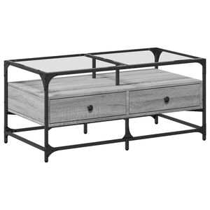 vidaXL Salongbord med gr&aring; sonoma glassplate 98,5x50x45 cm st&aring;l