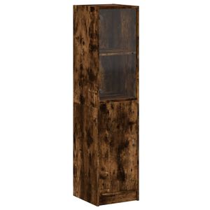 vidaXL Highboard med glassd&oslash;r r&oslash;kt eik 35x37x142 cm