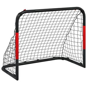 vidaXL Fotballm&aring;l med nett r&oslash;dt og svart 90x48x71 cm st&aring;l