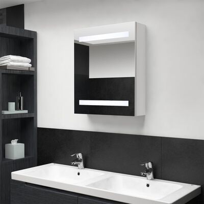 vidaXL LED-speilskap til bad blank hvit 50x14x60 cm