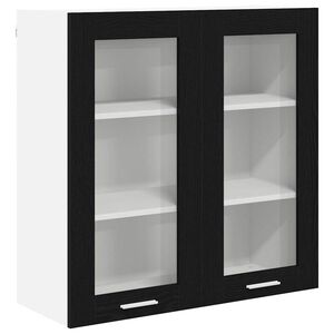 vidaXL Hengende skap med d&oslash;r Svart Eik 80 x 31 x 80 cm Konstruert tre