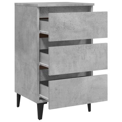vidaXL Nattbord med metallben betonggrå 40x35x69 cm