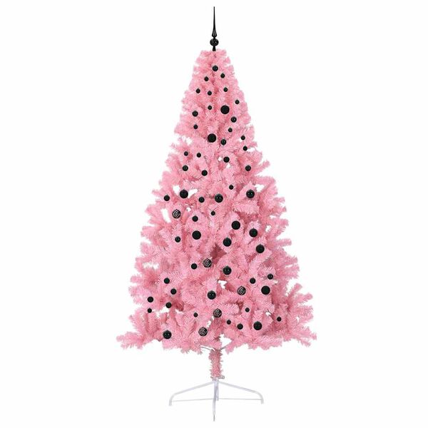vidaXL Kunstig Forh&aring;ndsopplyst Juletre med 300 LED Rosa 240 cm PVC