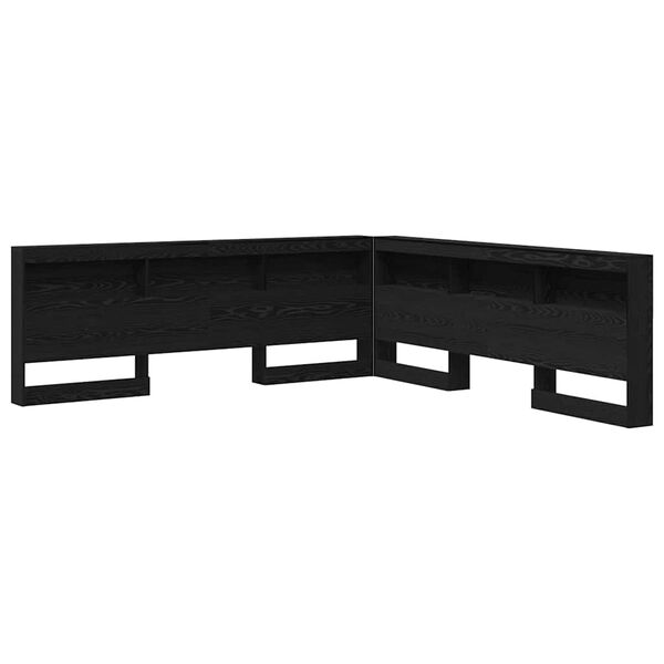 vidaXL Lagringshodegavl med hylle Svart Eik 200 cm Konstruert tre