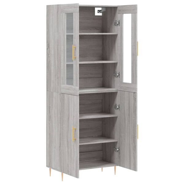 vidaXL Highboard gr&aring; sonoma 69,5x34x180 cm konstruert tre