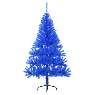 vidaXL Kunstig juletre halvt med stativ blå 120 cm PVC