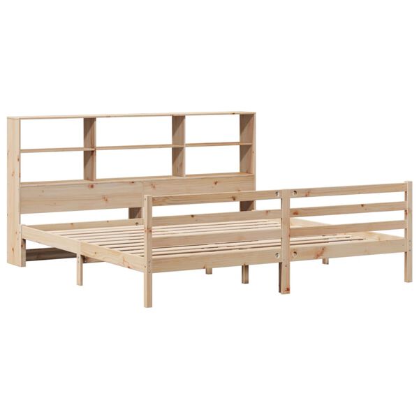 vidaXL Seng med bokhylle uten madrass 180x200 cm heltre furu