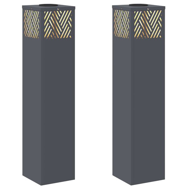 vidaXL Solenergi LED stibelys 2 pcs Antrasitt Kaldvalset st&aring;l