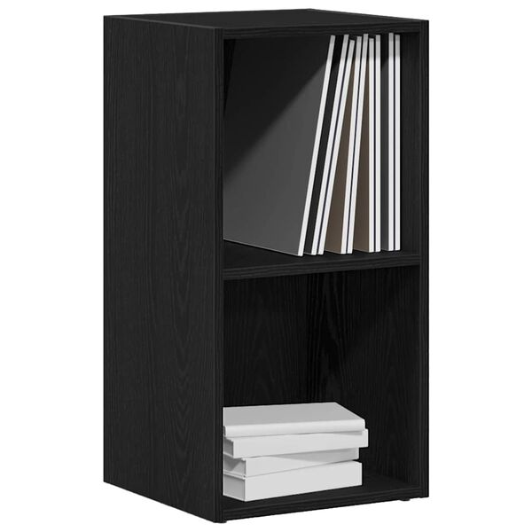 vidaXL LP Oppbevaringsboks svart eik 71x34x36 cm konstruert tre