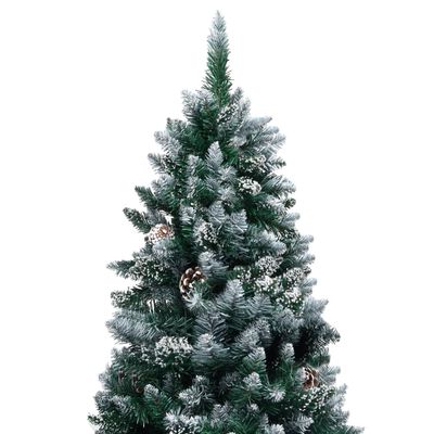 vidaXL Forhåndsbelyst kunstig juletre med kulesett og kongler 240 cm