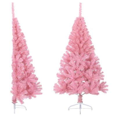 vidaXL Kunstig juletre halvt med stativ rosa 150 cm PVC