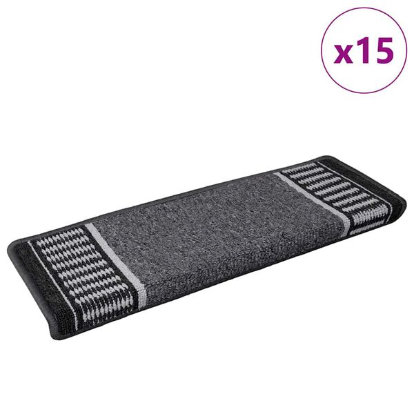 vidaXL Selvlimende trappematter 15 pcs Antrasitt 65 x 21 x 4 cm