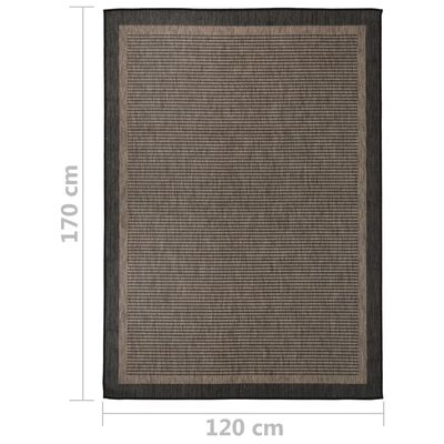vidaXL Utendørs flatvevd teppe 120x170 cm mørkebrun