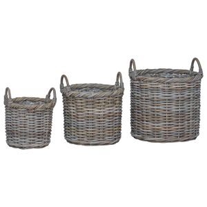vidaXL Plantekurv med lagring 3 pcs Kubu Gr&aring; Kubu Rattan