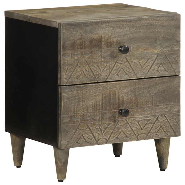 vidaXL Nattbord 2 stk lysegr&aring; 40x33x46 cm heltre mango