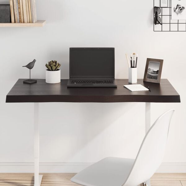 vidaXL Bordplate m&oslash;rkegr&aring; 100x40x4 cm behandlet eik naturlig kant