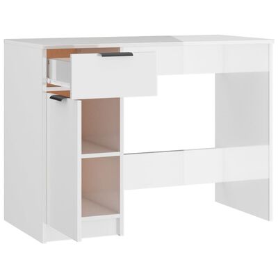 vidaXL Skrivebord høyglans hvit 100x50x75 cm konstruert tre