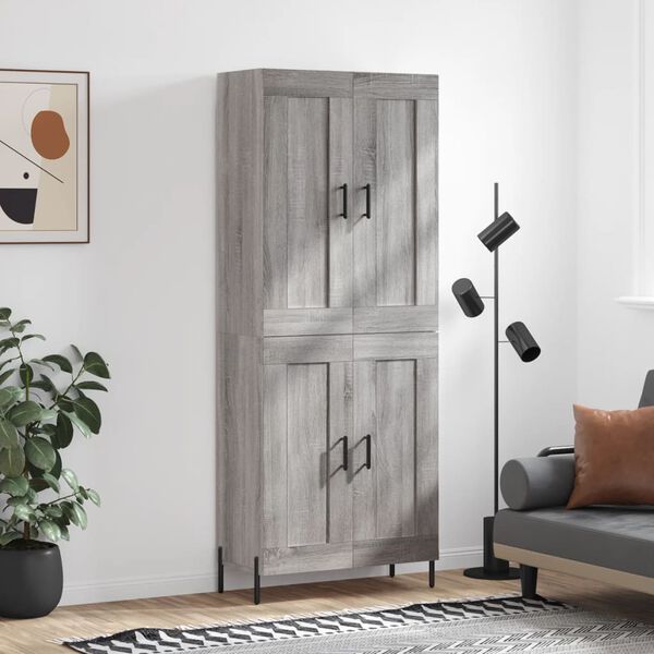vidaXL Highboard gr&aring; sonoma 69,5x34x180 cm konstruert tre