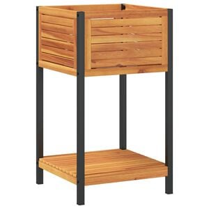 vidaXL Plantekasse med hylle 45x45x80 cm heltre akasie og st&aring;l