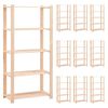 vidaXL Lagringshyller 5 etasjer 10stk 80x38x170 heltre furu 250 kg