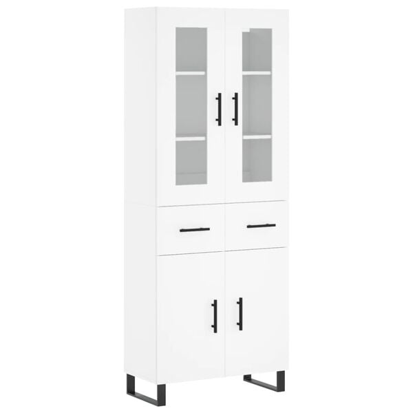 vidaXL Highboard hvit 69,5x34x180 cm konstruert tre