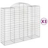 vidaXL Gabionkurver buede 3 stk 200x50x160/180 cm galvanisert jern