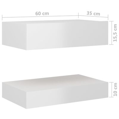 vidaXL Nattbord høyglans hvit 60x35 cm sponplate