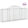 vidaXL Gabionkurver buede 10 stk 200x30x80/100 cm galvanisert jern