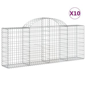 vidaXL Gabionkurver buede 10 stk 200x30x80/100 cm galvanisert jern