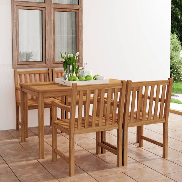 vidaXL 5-delers hagespisesett 140x80 cm heltre teak