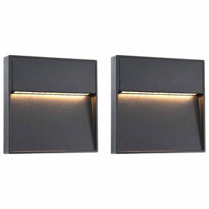 vidaXL Utend&oslash;rs LED-vegglamper 2 stk 3 W svart firkantet