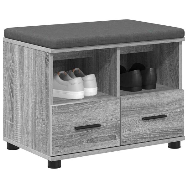 vidaXL Gangbenk Gr&aring; Sonoma 60 x 38 x 46 cm Sponplate og Polstret Stoff