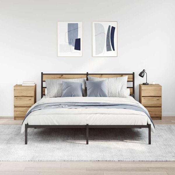 vidaXL Nattskap med 3 skuffer 2 stk artisan eik 39x35x65 cm