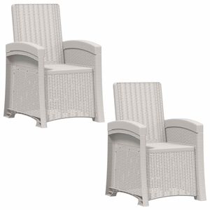 vidaXL Lenestol for hage med rattan-look 2 stk. Hvit PP
