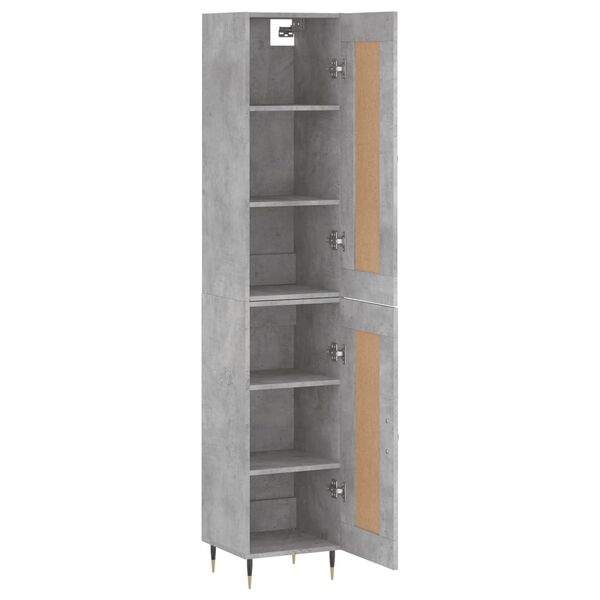 vidaXL Highboard betonggr&aring; 34,5x34x180 cm konstruert tre
