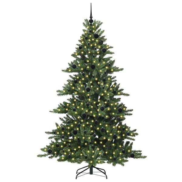 vidaXL Kunstig sammensatt juletre med 300 LED gr&oslash;nn 210 cm PVC og st&aring;l