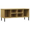 vidaXL Skohylle med metallben brun 106x35x45 cm heltre OSLO