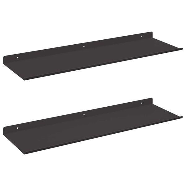 vidaXL Flytende hylle Veggmontert 2 pcs Svart 60 x 18 x 2,5 cm St&aring;l
