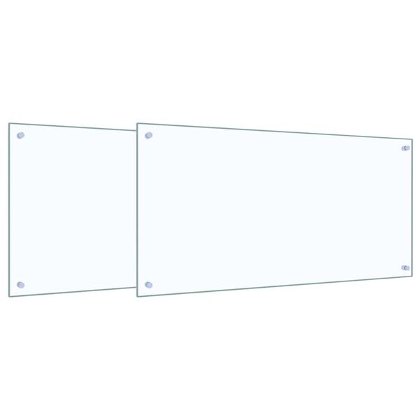 vidaXL Kj&oslash;kkenbakplate 2 pcs Gjennomsiktig 100 x 50 cm herdet glass