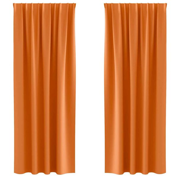 vidaXL M&oslash;rkleggende Gardiner med Ringer 2 pcs Lys Oransje 245 x 140 cm