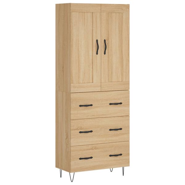 vidaXL Highboard sonoma eik 69,5x34x180 cm konstruert tre
