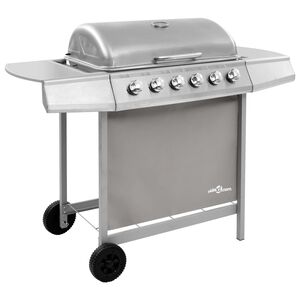 vidaXL Gassgrill med 6 brennere s&oslash;lv
