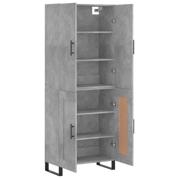 vidaXL Highboard betonggr&aring; 69,5x34x180 cm konstruert tre