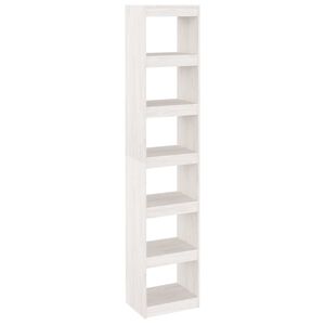 vidaXL Bokhylle/romdeler hvit 40x30x199 cm heltre furu