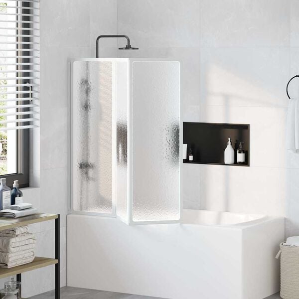 Badekaravskjerming 141 x 132 cm 3 Sammenleggbare Paneler