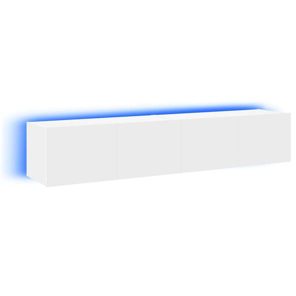 vidaXL Vegghengte TV-benker med LED 2 stk hvit 80x35x31 cm