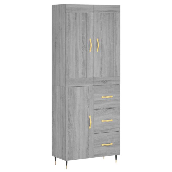 vidaXL Highboard gr&aring; sonoma 69,5x34x180 cm konstruert tre