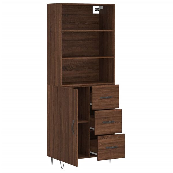 vidaXL Highboard brun eik 69,5x34x180 cm konstruert tre